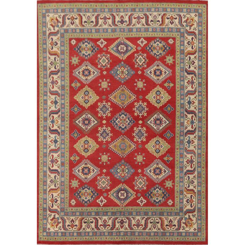 Geometric Kazak Area Rug Wool Carpet - 8'0" x 10'4"