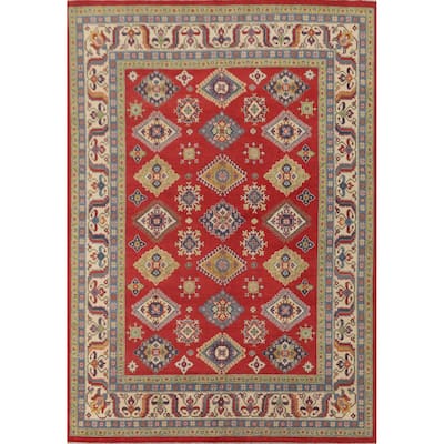 Geometric Kazak Area Rug Wool Carpet - 8'0" x 10'4"
