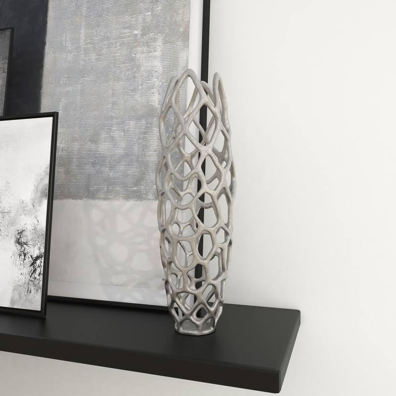 Gold Aluminum Metal Cutout Coral Decorative Vase