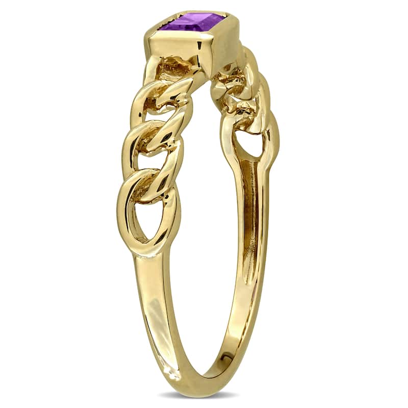 Miadora Octagon Gemstone Engagement Link Ring in 14k Yellow Gold