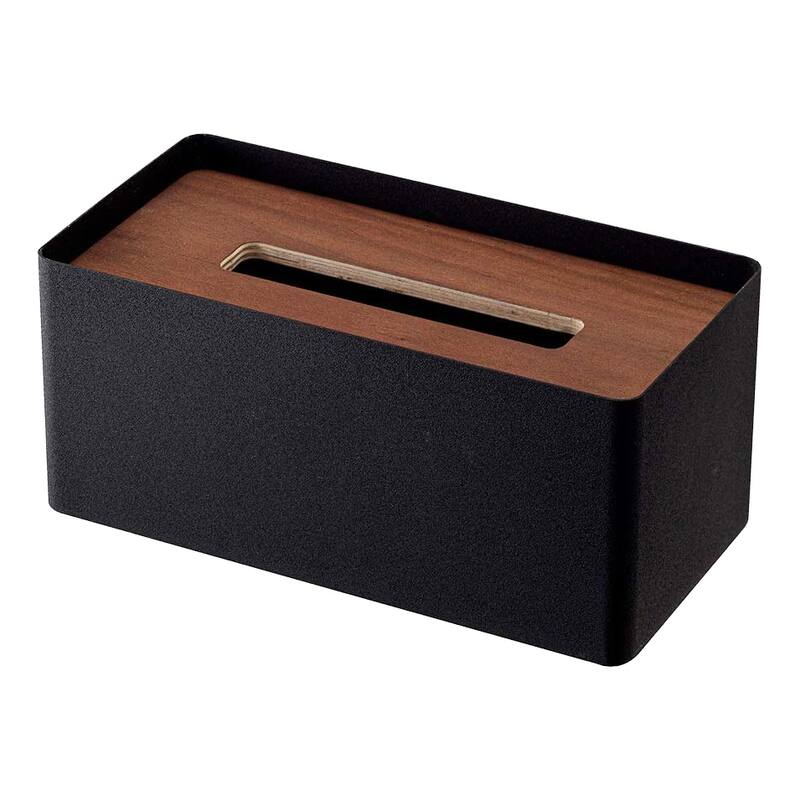 Yamazaki Home Tissue Box Cover - Rectangle, Steel, Lid - L 5.12 x W 10.24 x H 4.53 inches