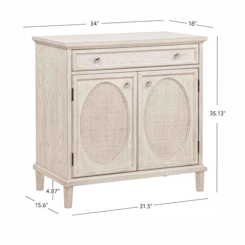 Rollins 2 Door 1 Drawer Cabinet Antique White Oval