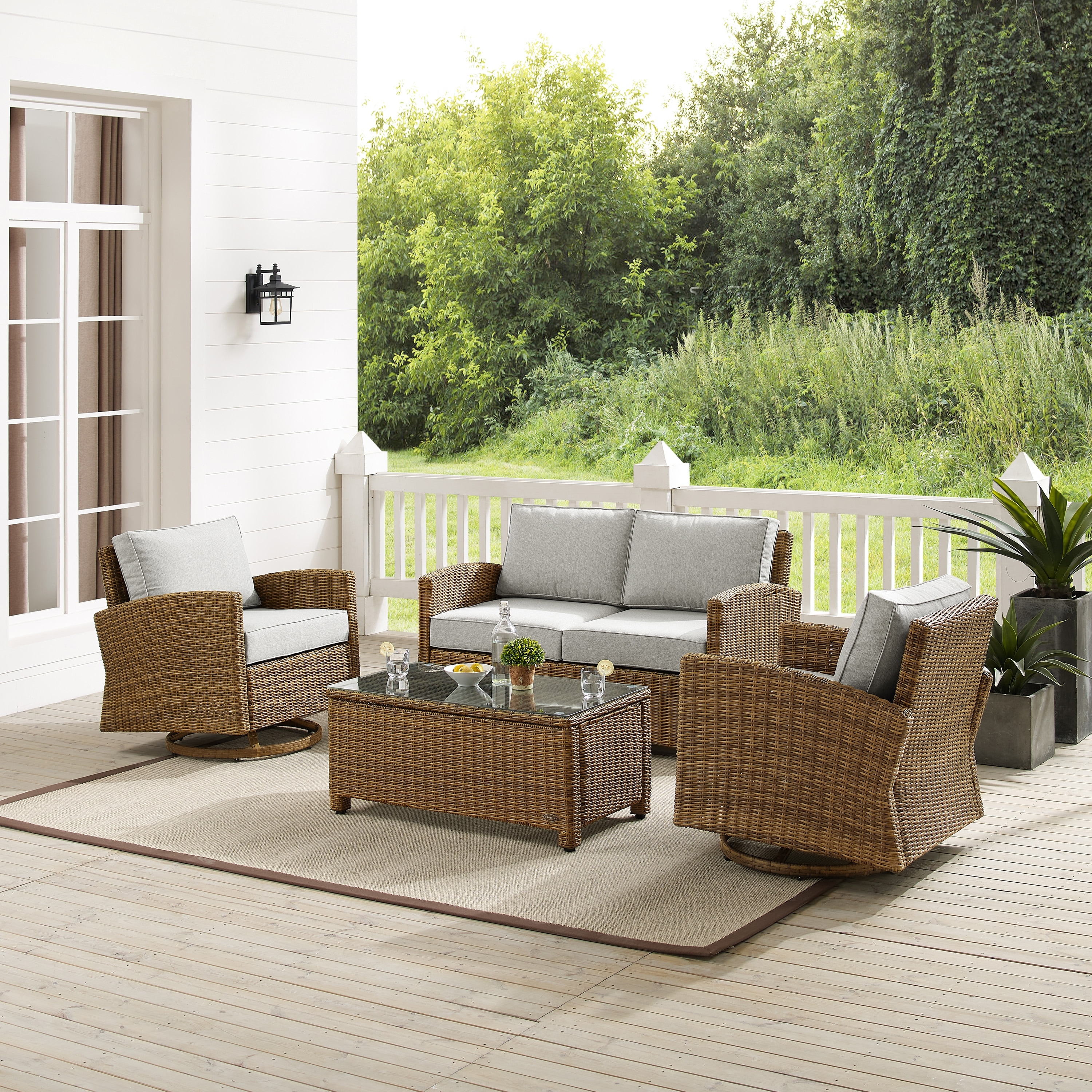 Crosley Bradenton 4Pc Swivel Rocker Conversation Set