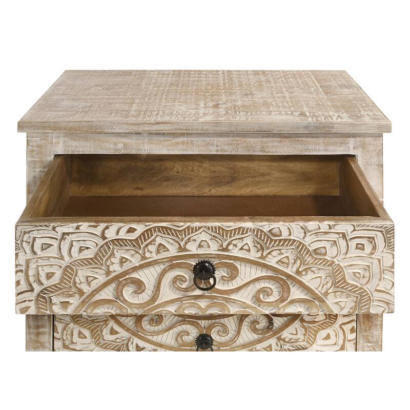 Mariska 3-drawer Wooden Accent Cabinet White Distressed