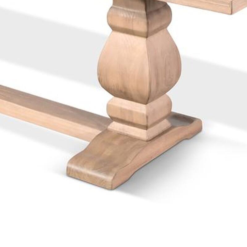 Anna Dining Bench, 60 Inch, Double Pedestal, Wheat Brown Solid Wood