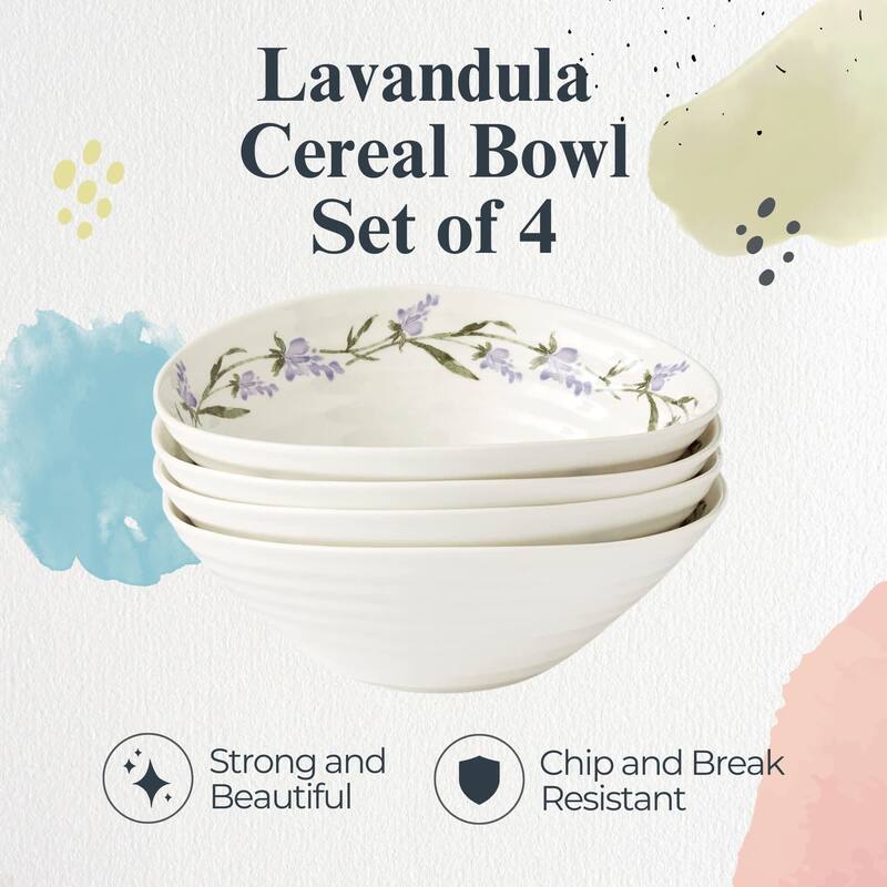 Portmeirion Set of 4 Sophie Conran Lavandula Cereal Bowls - 7.5-Inch