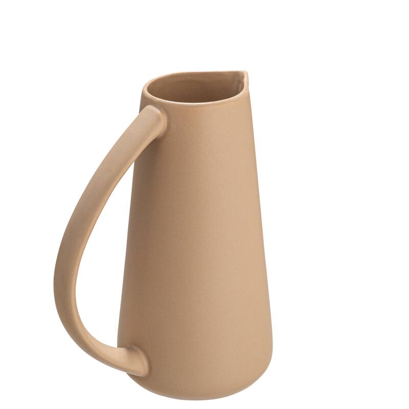 Stoneware Pitcher - 7.0"L x 4.8"W x 9.0"H - Beige