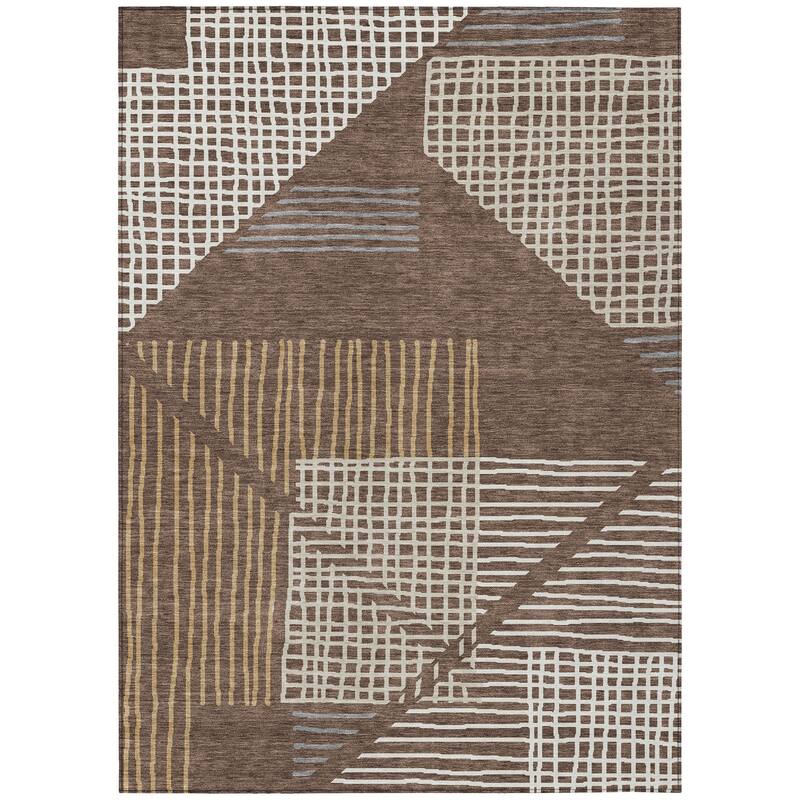 Machine Washable Indoor/ Outdoor Casual Contemporary Chantille Rug