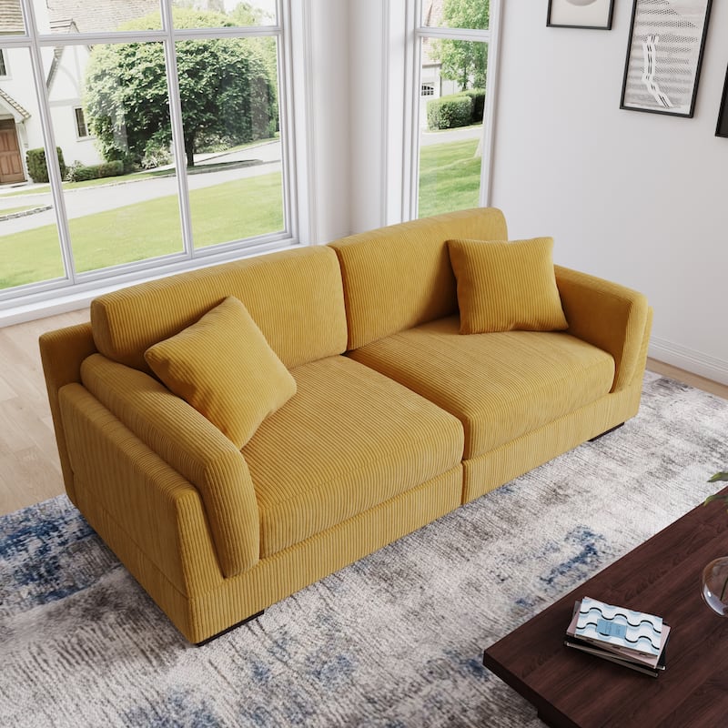 90" Oversized Modular Sectional Corduroy Sofa