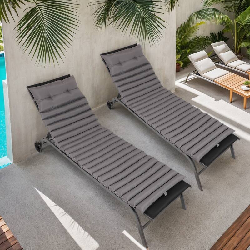 GDFStudio Arth Outdoor Chaise Lounge Cushion (Set of 2),ONLY CUSHIONS