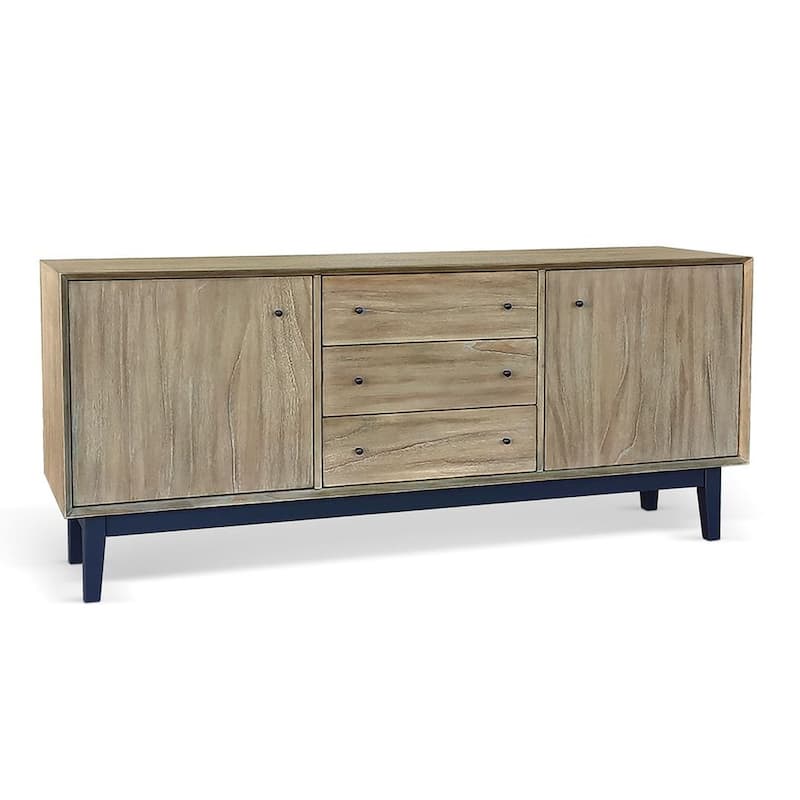 Claire Buffet Server Console, 3 Drawers 2 Cabinets, Wheat-Black Mindi Wood