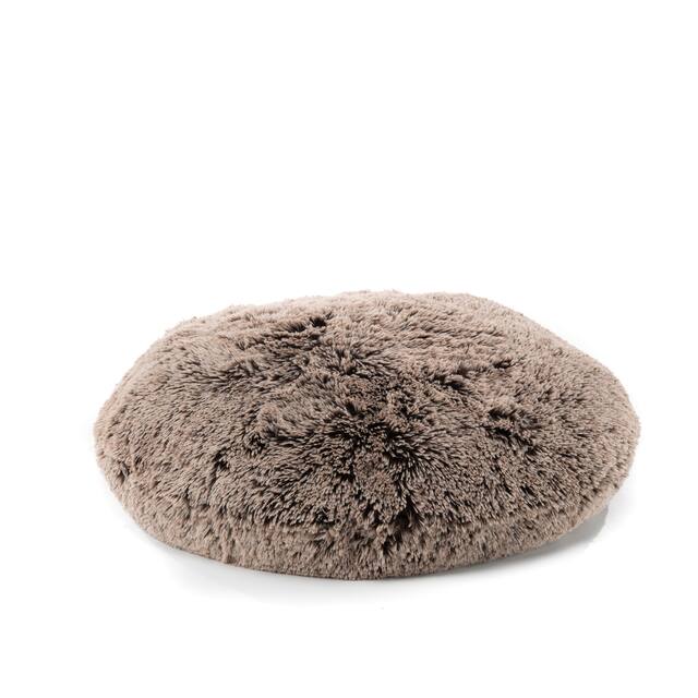 Tempo Home Polar Pouf - Oversized Faux Fur Round Floor Cushion - Mocha