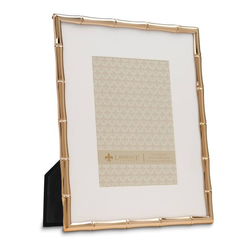Curata Gold-Tone 8x10 Bamboo Metal Photo Frame with Mat For 5x7 Photo