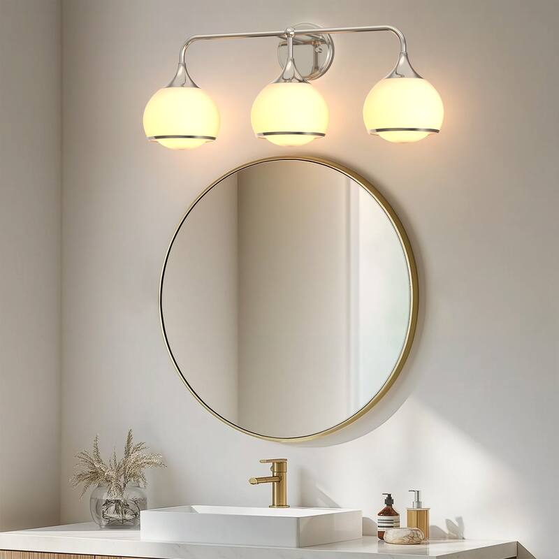 YANSUN 3-Light Vanity Light Bath Fixture with Curved Metal Arms