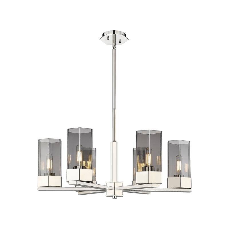 Innovations Lighting Claverack - 6 Light 9" Stem Hung Chandelier - Polished Nickel/Plated Smoke
