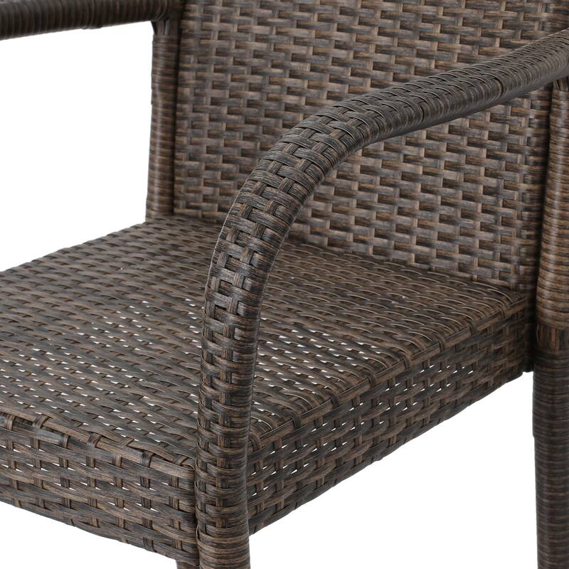 Patio Rattan Barstool with Armrest and Footrest (Set of 2) by Leisure Zone