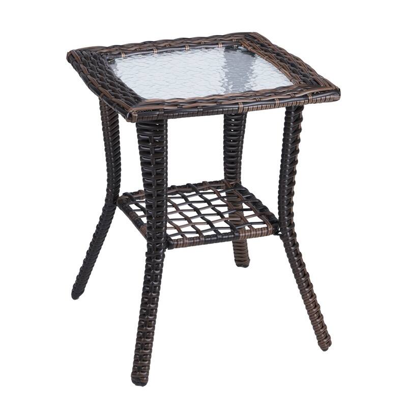 Patio 22 in. Wicker Side Table