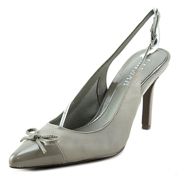 Lauren Ralph Lauren Sienna Women Pointed Toe Leather Gray Slingback Heel