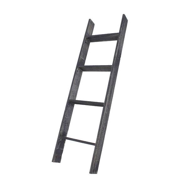 4 Step Rustic Black Wood Ladder Shelf 4 Step Rustic Black Wood Ladder Shelf
