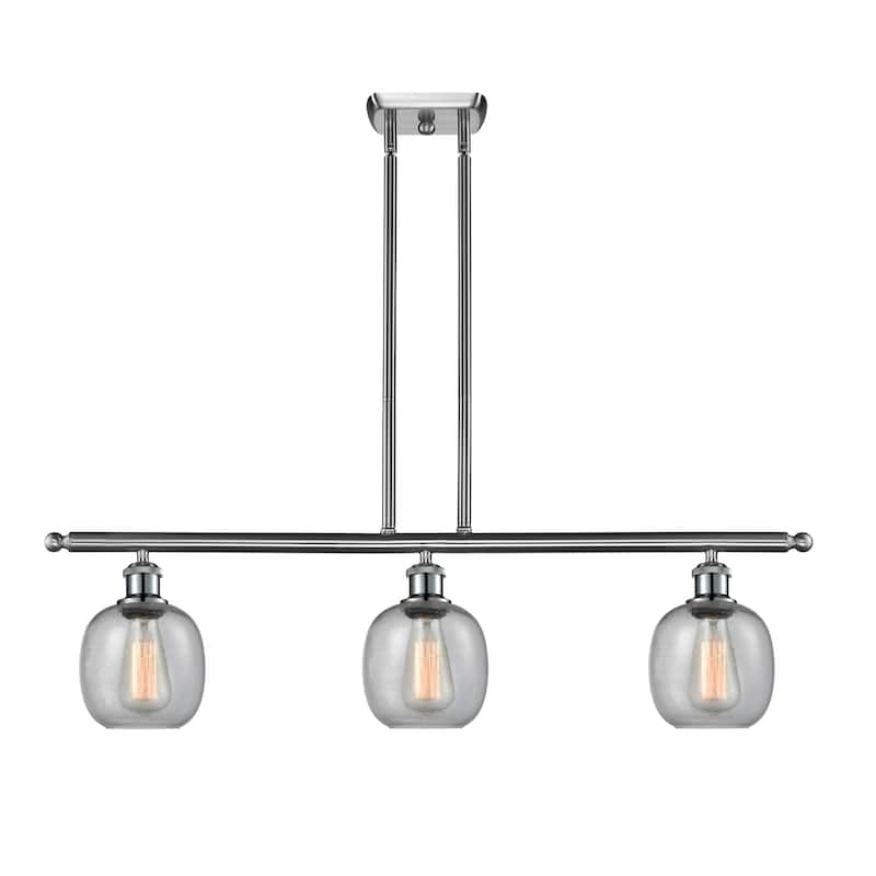 Innovations Lighting Belfast 3 Light 36" Wide Linear Chandelier - Brushed Satin Nickel / Clear Seedy