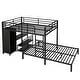 preview thumbnail 6 of 10, Metal Bunk Bed with Desk Chair and Wardrobe, Multifunctional Loft Frame with Built-in Storage