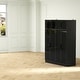 preview thumbnail 15 of 18, 59.1"W Glass Door Wardrobe: Illuminated Interiors Closet Arimore Large