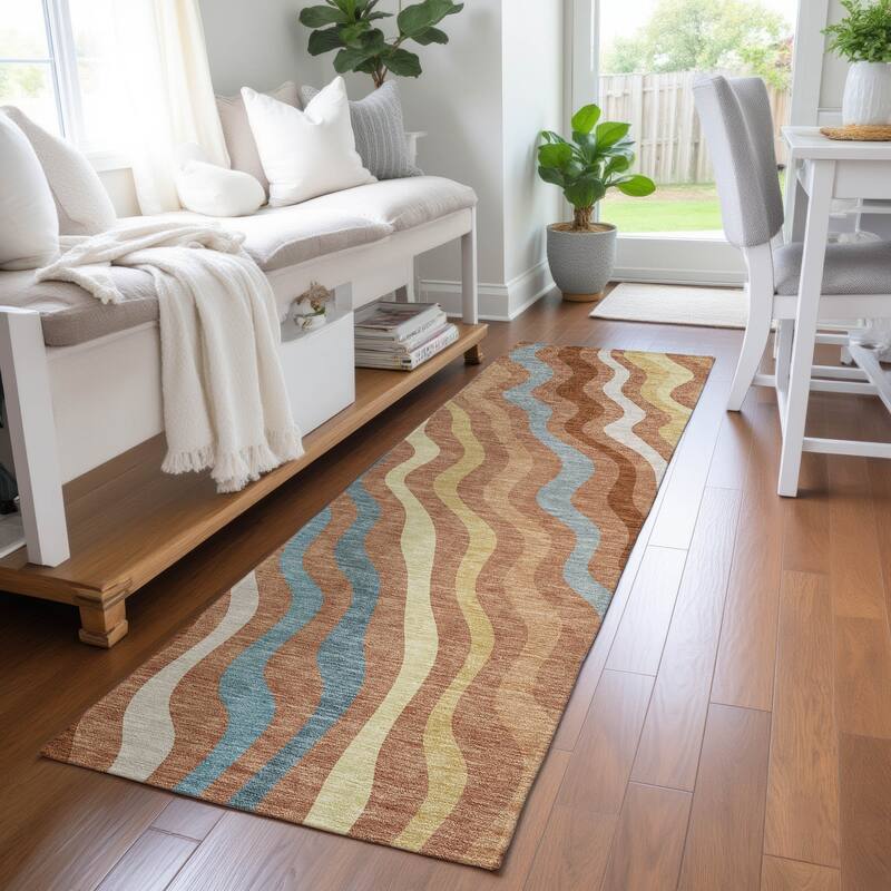 Machine Washable Indoor/ Outdoor Modern Eureka Chantille Rug