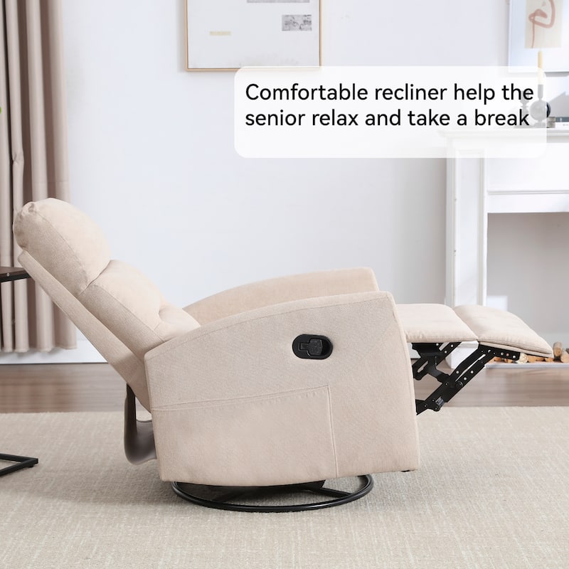 360° Swivel Rocking Recliner Chair in Polyester for Living Room
