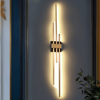 Modern LED Gold Black 3-Light Wall Sconce Contemporary Vanity Light - L42.1" x W4.7"