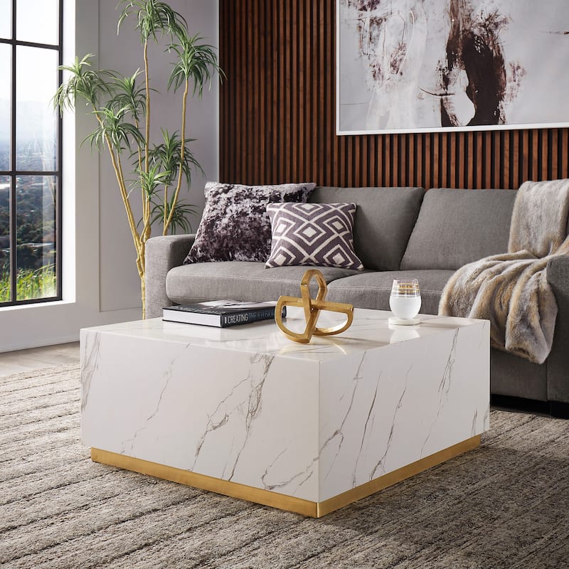 Darcy Faux Marble Coffee Table with Casters by iNSPIRE Q Bold