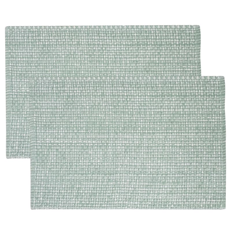 Sweet Home Collection Two Tone Cotton Woven 13x19 Placemats - Set of 2 - Pale Green