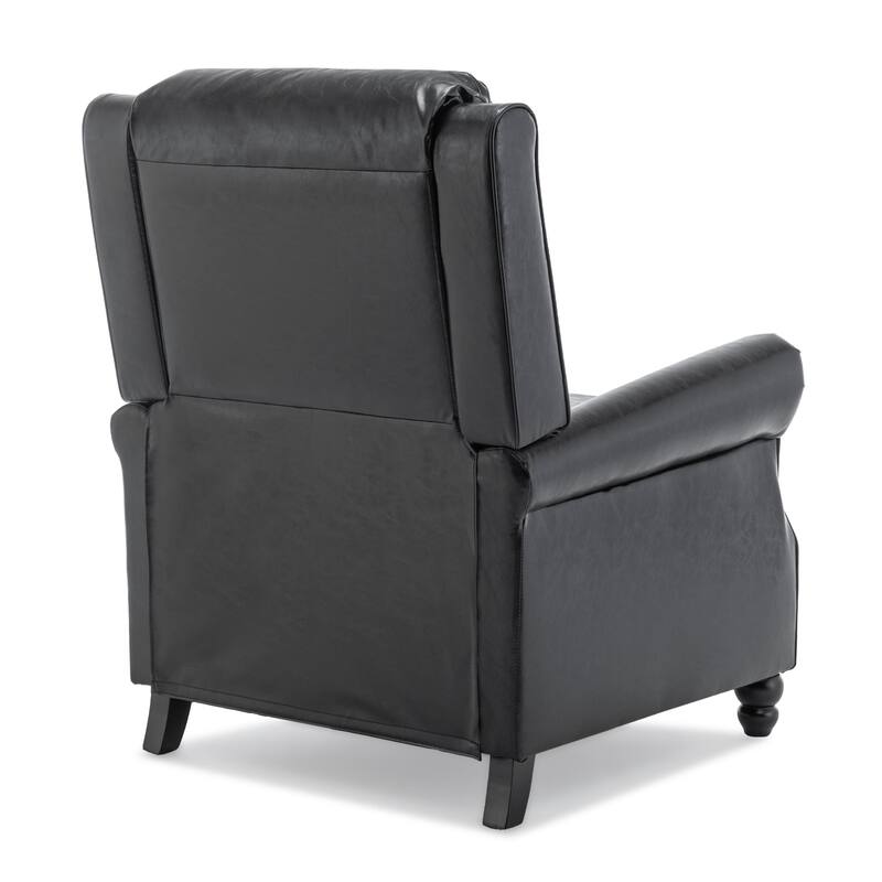Mid-Century Nailhead PU Leather Linen Recliner