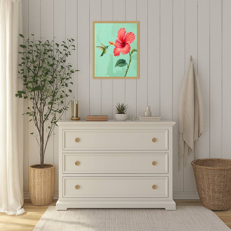 That One Time a Bird Visited My Garden by Kintsugi99 Framed Canvas Wall Art Print