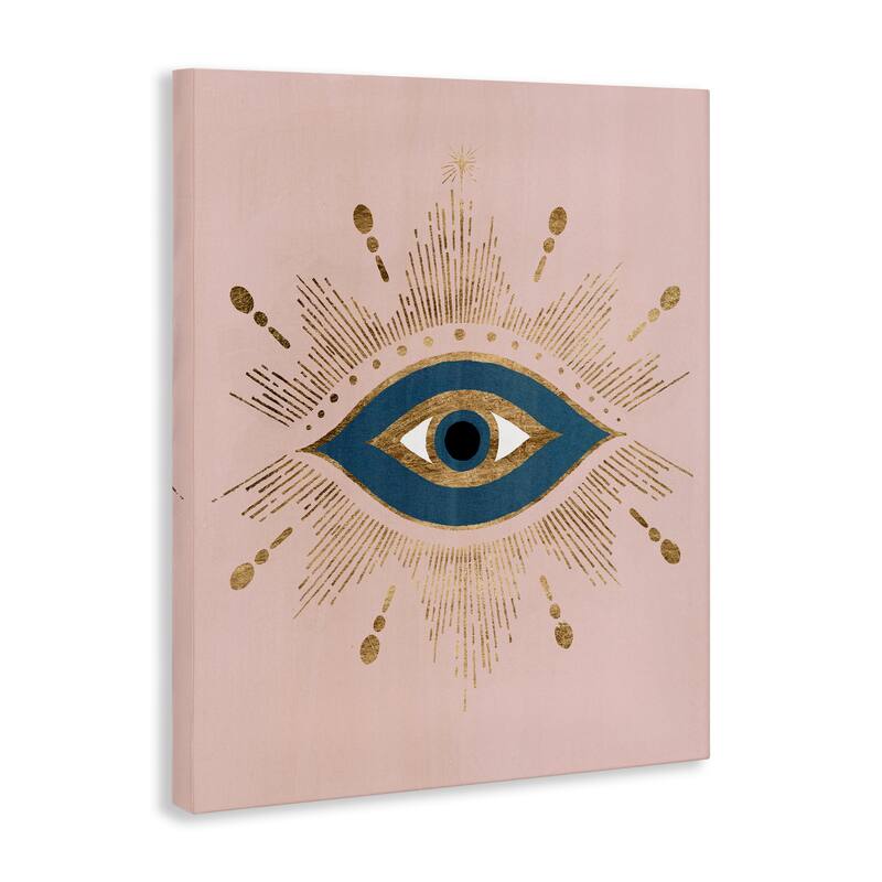 Stupell Evil Eye Glam Boho Pattern Bold Blue Pink Canvas Wall Art