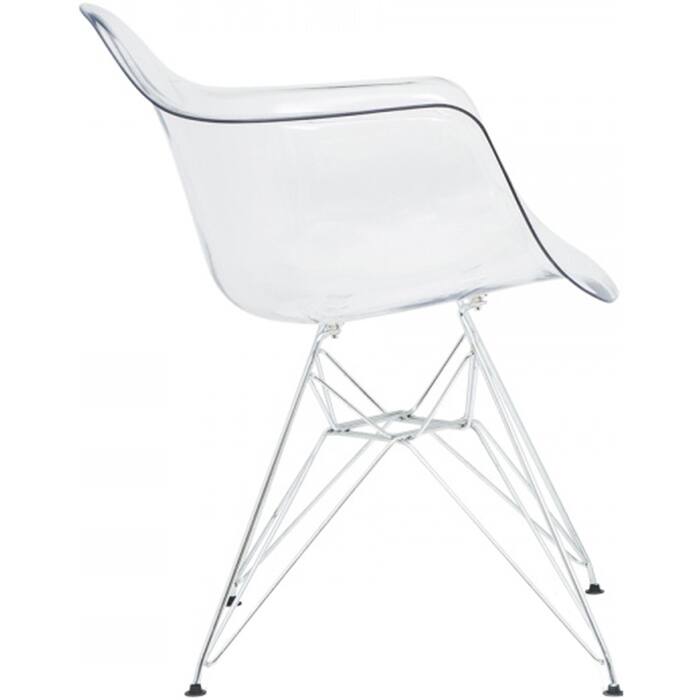 Clear Modern Plastic Armchair With Arms Wired Chrome Dining Chair Kitchen Desk Work Home Office