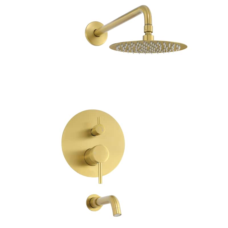 Ivy Single-Handle 1-Spray Tub And Shower Faucet In Brushed Gold (Valve Included) - 17.5" x 11.88" x 5.88"