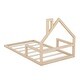preview thumbnail 7 of 20, Twin Size Wood Floor Bed with House-shaped Headboard and Chimney, Features Sturdy Pine Wood Construction