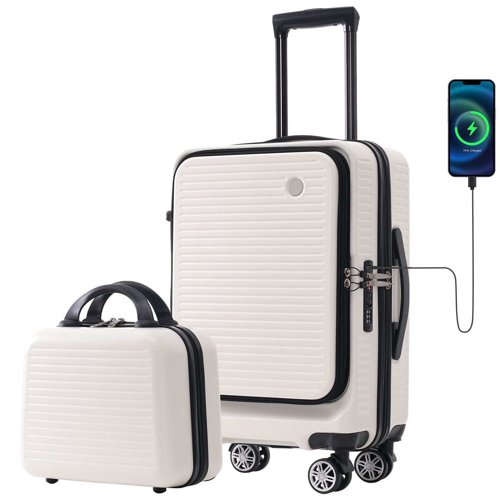 Carry on Luggage 20 Inch Front Open Luggage Lightweight Suitcase with Front Pocket and USB Port 1 Portable Carrying Case Bed Bath Beyond 40136346