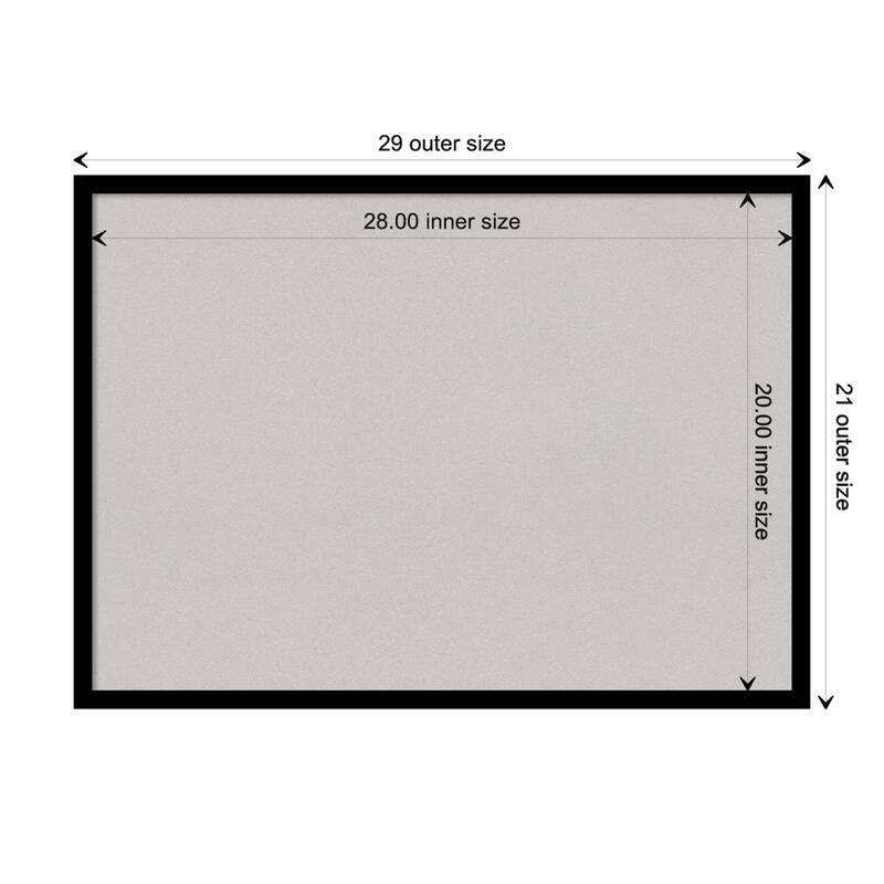 Black Gallery Deep Wood Framed Grey Corkboard Bulletin Board - Board Size 28x20