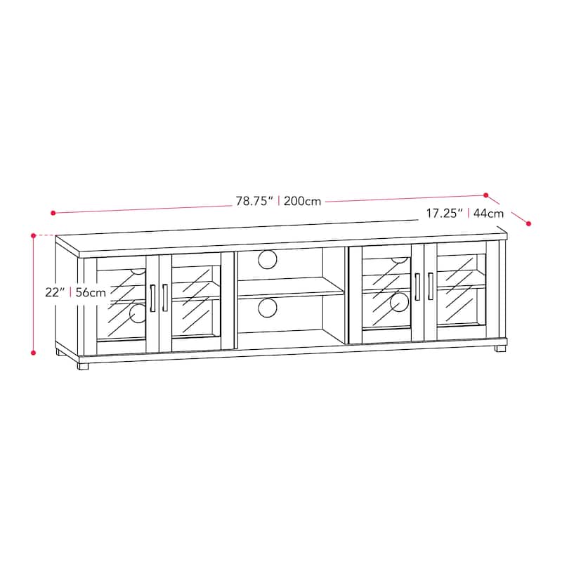 Black Extra-Wide TV Stand with Glass Door Storage for TVs up to 95"