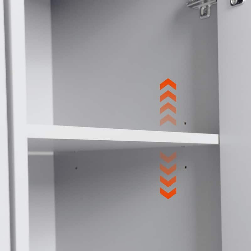 Kitchen Island with Trash Can Storage and Adjustable Shelf