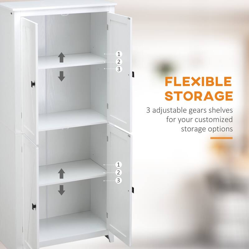 71.75" Tall Kitchen Storage Organizer with Adjustable Shelves, 4-Tier Pantry Cabinet Storage Cabinet Buffet Cabinet