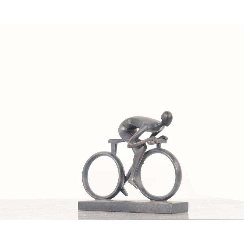 Minimalist Cyclist Cement Finish Statue