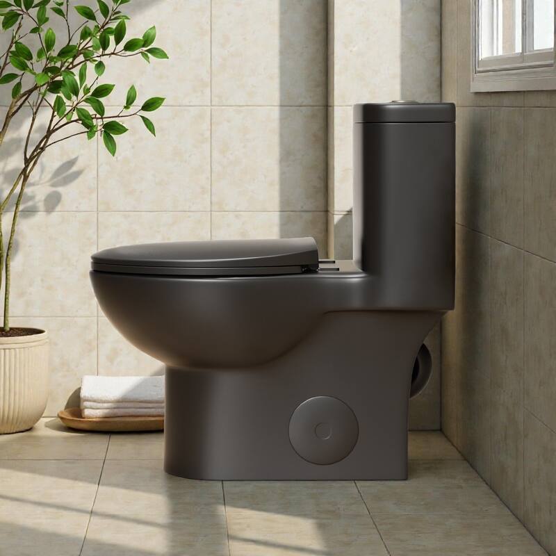 One Piece Tornado Flush Toilet ADA Height 17 Inch. Dual Flush 1.1 1.6 GPF. Rimless Bowl. Soft Close Seat