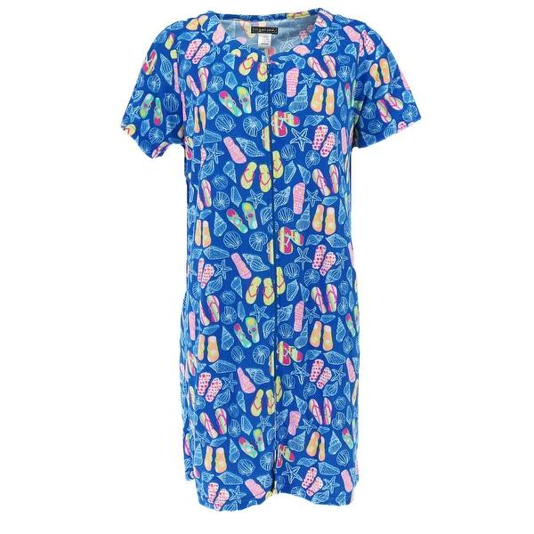 Shop Elegant Emily Women S Zip Front Terry Short Sleeve Duster