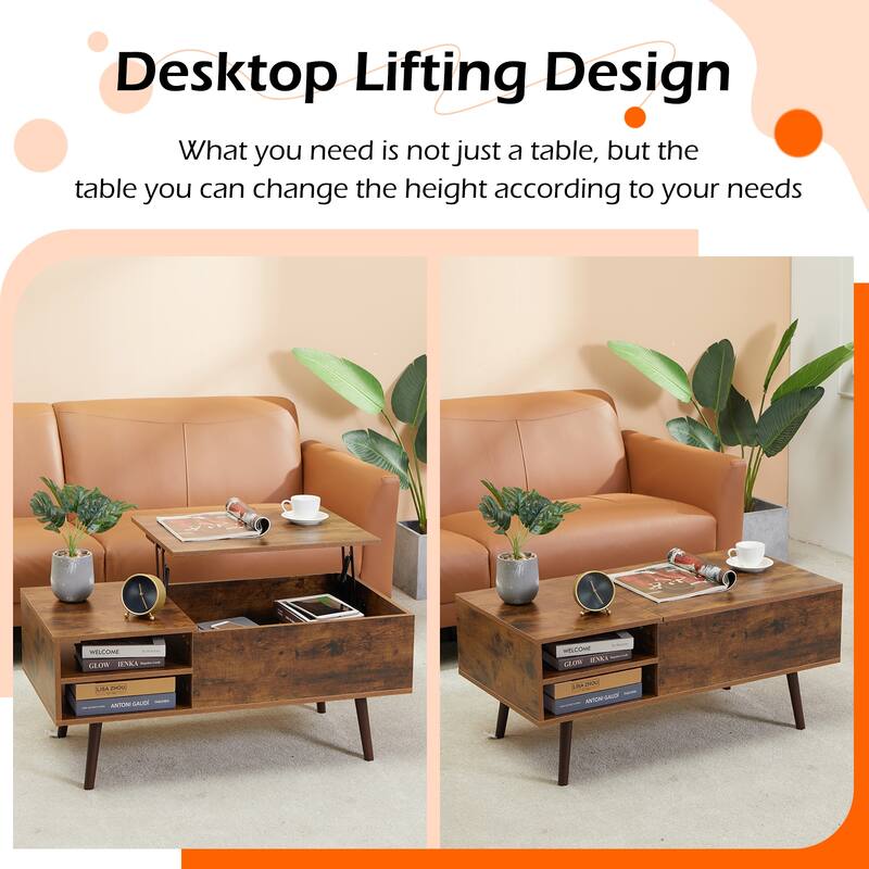 39.4 Inch Wooden Lift Top Coffee Table