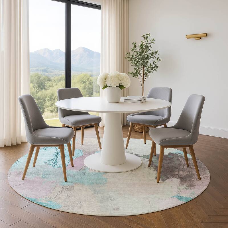 Premium Washable Super Soft Abstract Modern Mayfield Rug - Teal - 8' x 8'