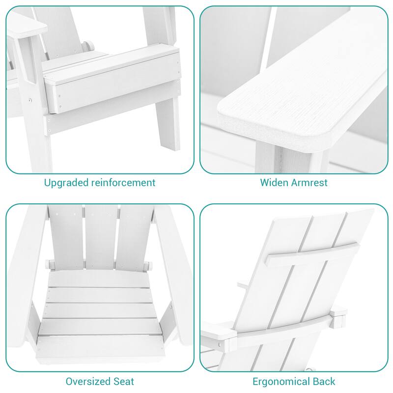 BONOSUKI Patio Folding Adirondack Chair,Waterproof HIPS,Wide Armrests