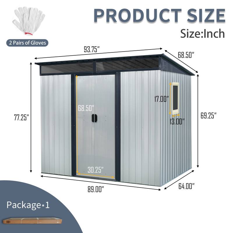 GDF Studio - Mirren Outdoor Metal Storage Shed with Window and Lockable Sliding Door