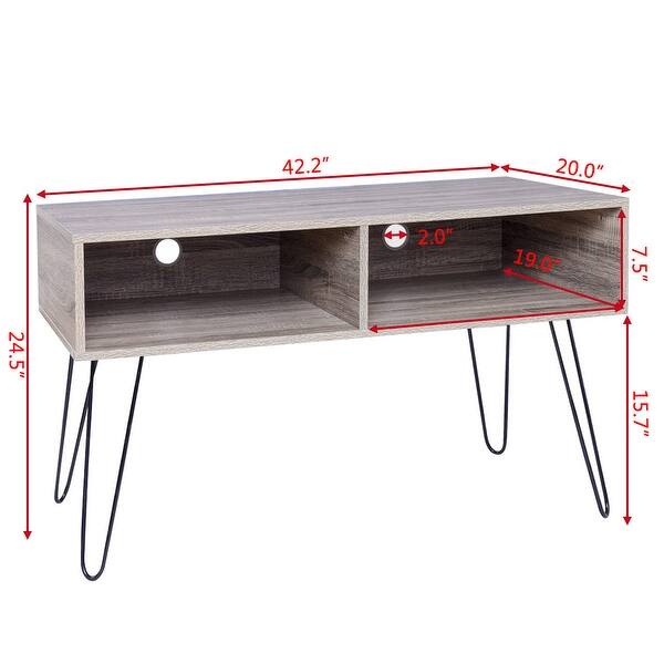 Shop Costway Tv Stand Wood Media Console Entertainment With Metal